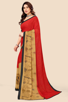 Kanooda Prints Printed Daily Wear Georgette Saree(Multicolor)