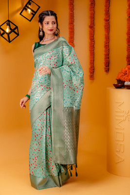 MIMOSA Woven Kanjivaram Art Silk Saree(Green)