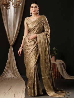 ANOUK Woven Banarasi Satin Saree(Green)