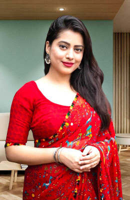 HouseOfCommon Self Design Bollywood Georgette Saree(Red)