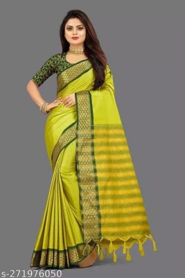 VRUNDA FASHION CLUB Self Design Daily Wear Cotton Silk Saree(Light Green)