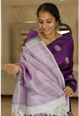 Ramani Fashion Woven Kanjivaram Jacquard, Pure Silk Saree(Purple)