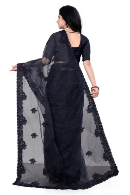 SPAREN CREATION Self Design Bollywood Net Saree(Black)