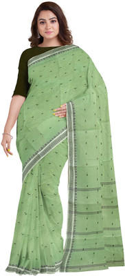 GANESH TEXTILE Woven Tant Pure Cotton Saree(Light Green)