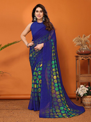 Moda Rapido Printed Daily Wear Georgette Saree(Blue)