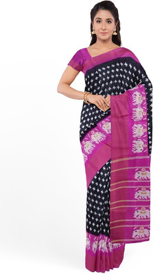 HouseOfCommon Printed Bhagalpuri Art Silk Saree(Black)