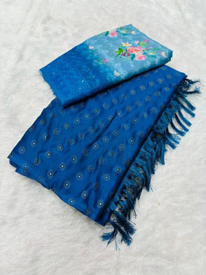 BELLETRENDZ Polka Print Bollywood Georgette Saree(Light Blue)