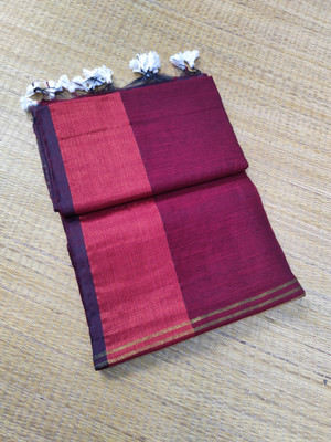 Laxmi Textile Woven Saree with Attached Blouse Cotton Linen Saree(Magenta)