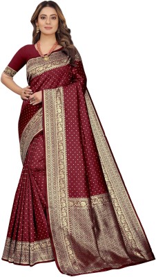 AVANTIKA FASHION Woven Banarasi Pure Silk, Art Silk Saree(Maroon)