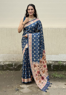 VASTRA VILLA Digital Print Bollywood Art Silk Saree(Blue)