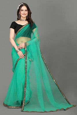 RE Renny Enterprise Self Design Bollywood Net Saree(Green)