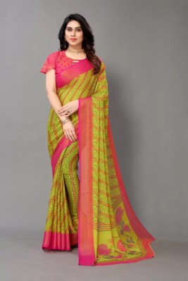 Sita Woven, Paisley, Self Design, Polka Print, Floral Print, Geometric Print Mysore Brasso Saree(Green)