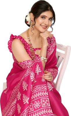 Priyashi Printed Kalamkari Art Silk Saree(Pink)