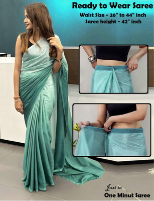 Riddhi textile Hub Dyed Bollywood Chiffon Saree(Blue, Silver)