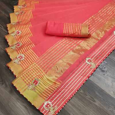 Kanooda Prints Self Design Kota Doria Net Saree(Multicolor)