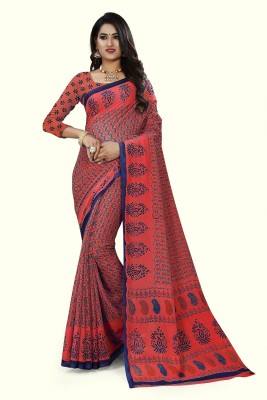 RUNAYA NX Printed Bhagalpuri Art Silk Saree(Red)