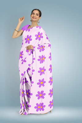 Navya Textile House Digital Print Bollywood Silk Blend Saree(Purple)