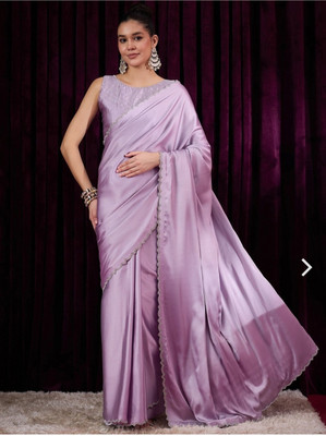 paghadal Embellished Bollywood Satin Saree(Pink)