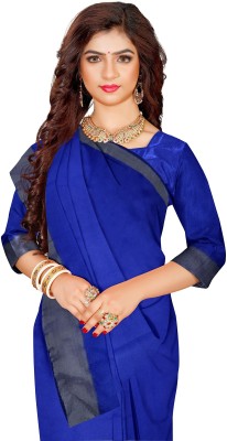 Suntex Printed Daily Wear Cotton Silk Saree(Dark Blue)