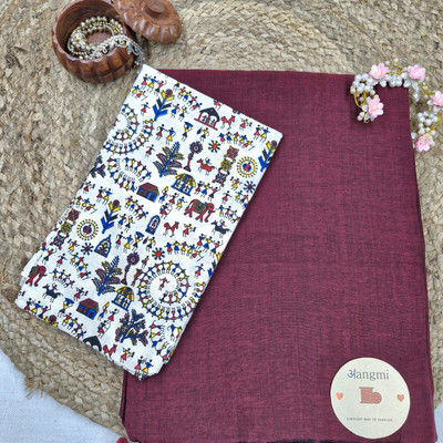aangmi Printed Handloom Khadi Saree(Multicolor)