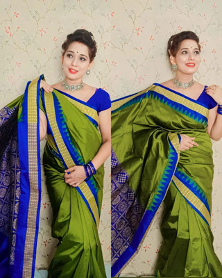NationalSaree Temple Border Sambalpuri Art Silk Saree(Multicolor)