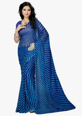 SUnk Striped Bandhani Georgette Saree(Multicolor)