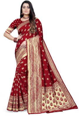 AVDOM Self Design Kanjivaram Jacquard Saree(Multicolor)