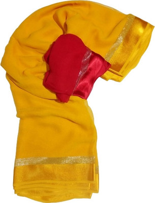 Triveni Fab Solid/Plain Bollywood Viscose Rayon Saree(Yellow)
