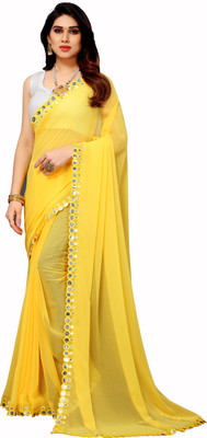 The Fashion Tax Embellished Bollywood Georgette Saree(Yellow)