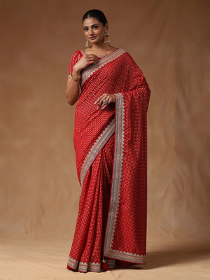 Tasrika Printed Bollywood Silk Blend Saree(Red)