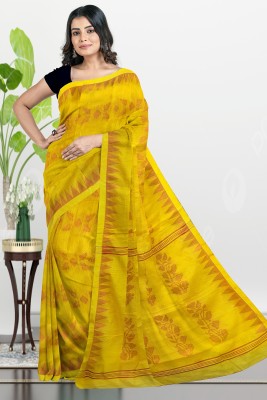 Ganesh fashion textile Woven Handloom Cotton Silk Saree(Yellow)