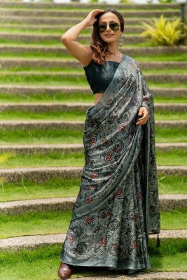 MIRCHI FASHION Printed, Geometric Print Daily Wear Chiffon, Georgette Saree(Grey)