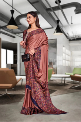 Feminista Printed, Solid/Plain Daily Wear Crepe Saree(Purple)
