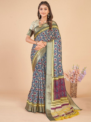 Anouk Rustic Woven Chinnalapattu Silk Blend Saree(Dark Blue)