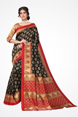 Suali Printed Mysore Pure Silk Saree(Black)