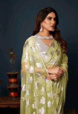 MANISHA Digital Print Bollywood Pure Silk Saree(Green)