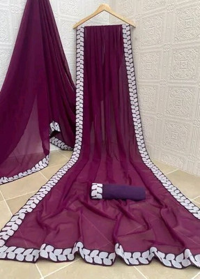 Samrudhh Solid/Plain Bollywood Georgette Saree(Purple)