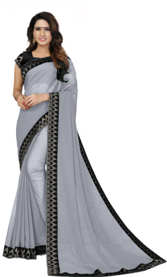 Om Sai Creation Solid/Plain Bollywood Georgette Saree(Grey)