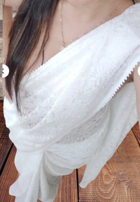 Fashion Field Dyed Bollywood Net Saree(White)