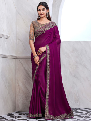 Tasrika Embellished Bollywood Georgette Saree(Magenta)