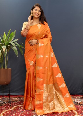 amirat Woven Banarasi Jacquard Saree(Orange)