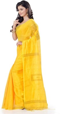 Tant Story Woven Handloom Cotton Silk Saree(Yellow)