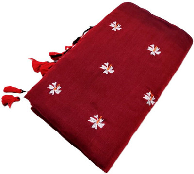 Rnn Saree Floral Print Handloom Pure Cotton Saree(Maroon)