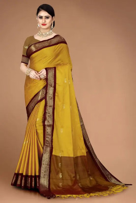 Shruti Bandhani Temple Border Bollywood Cotton Silk Saree(Multicolor)