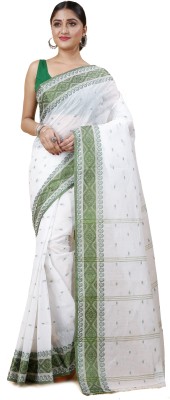 Ruuprekha Woven Tant Cotton Blend Saree(White)