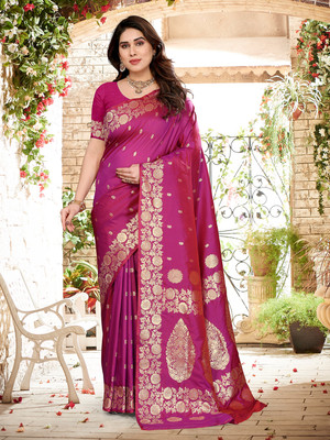 Bandhanivilla Printed Bollywood Silk Blend Saree(Magenta)