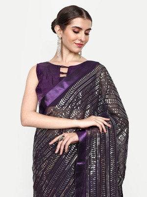 Clemira Embellished Bollywood Georgette Saree(Black)
