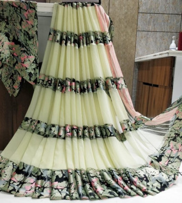 Bombey Velvat Fab Self Design Bandhani Chiffon, Silk Blend Saree(Cream)