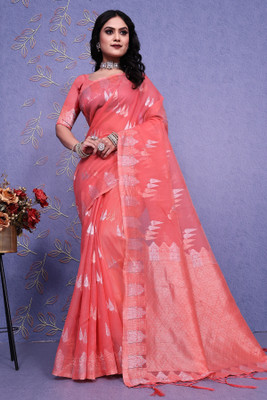 NENCY FASHION Woven Kanjivaram Silk Blend Saree(Light Green)