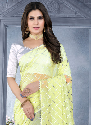 REDFISH Embellished Daily Wear Georgette Saree(Yellow)